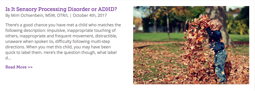Is it Sensory Processing Disorder or ADHD?