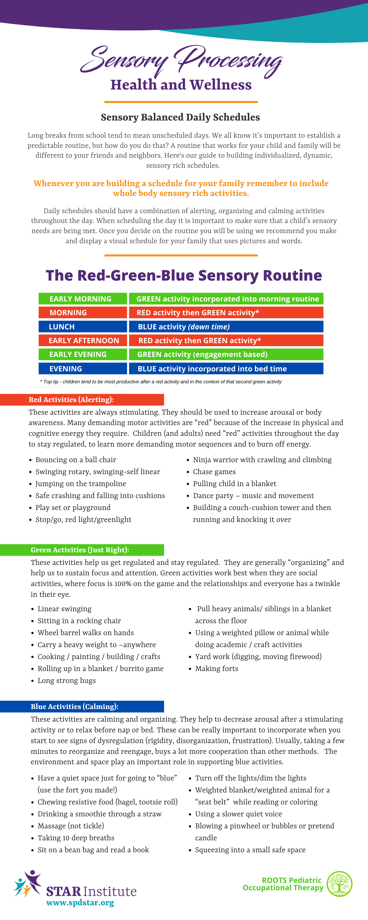 Sensory Balanced Daily Schedules